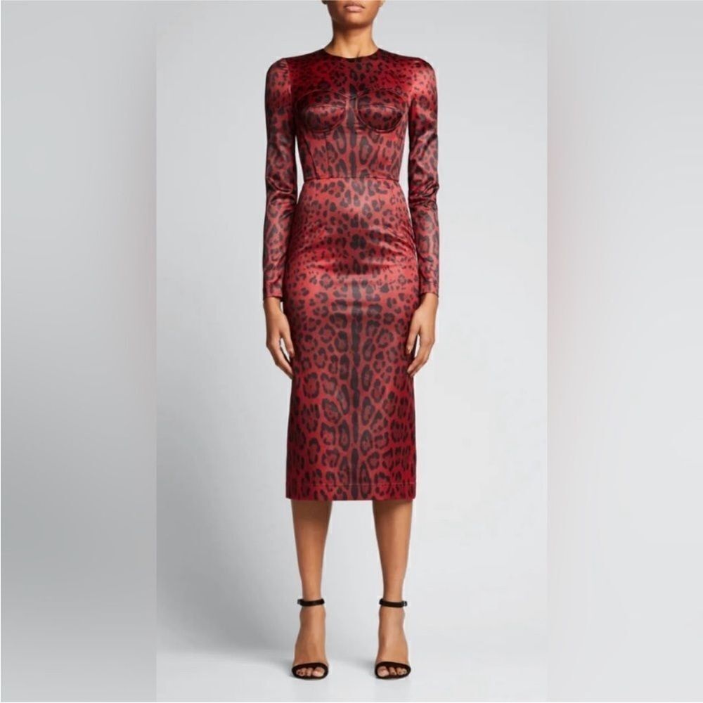 Dolce & Gabbana Red and Black Leopard Dress, US4